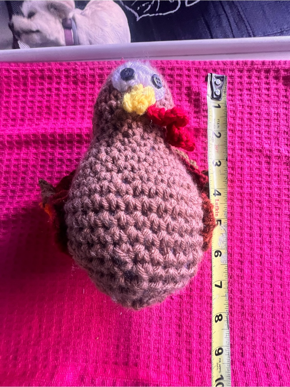Vintage Handmade Crocheted Yarn Turkey Thanksgiving Centerpiece